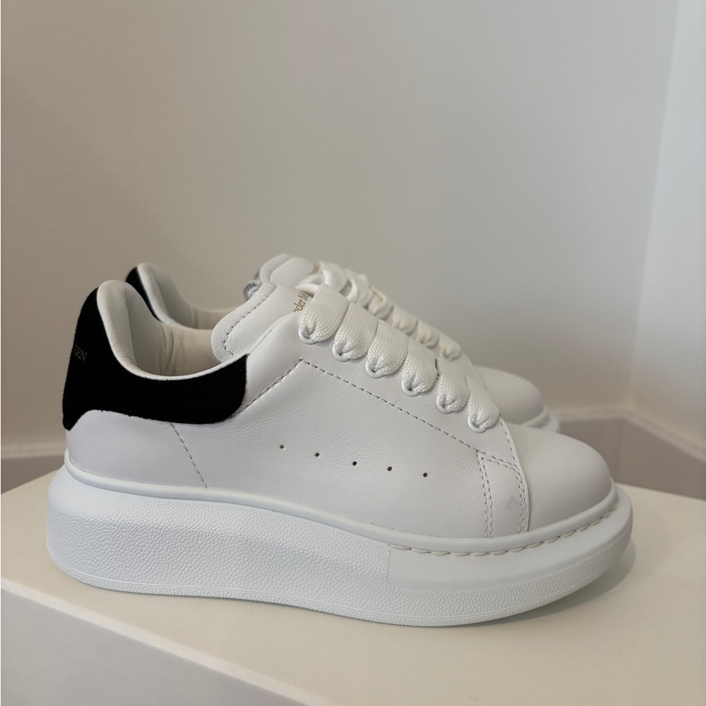 Alexander McQueen White and Black Sneakers with Chunky Sole